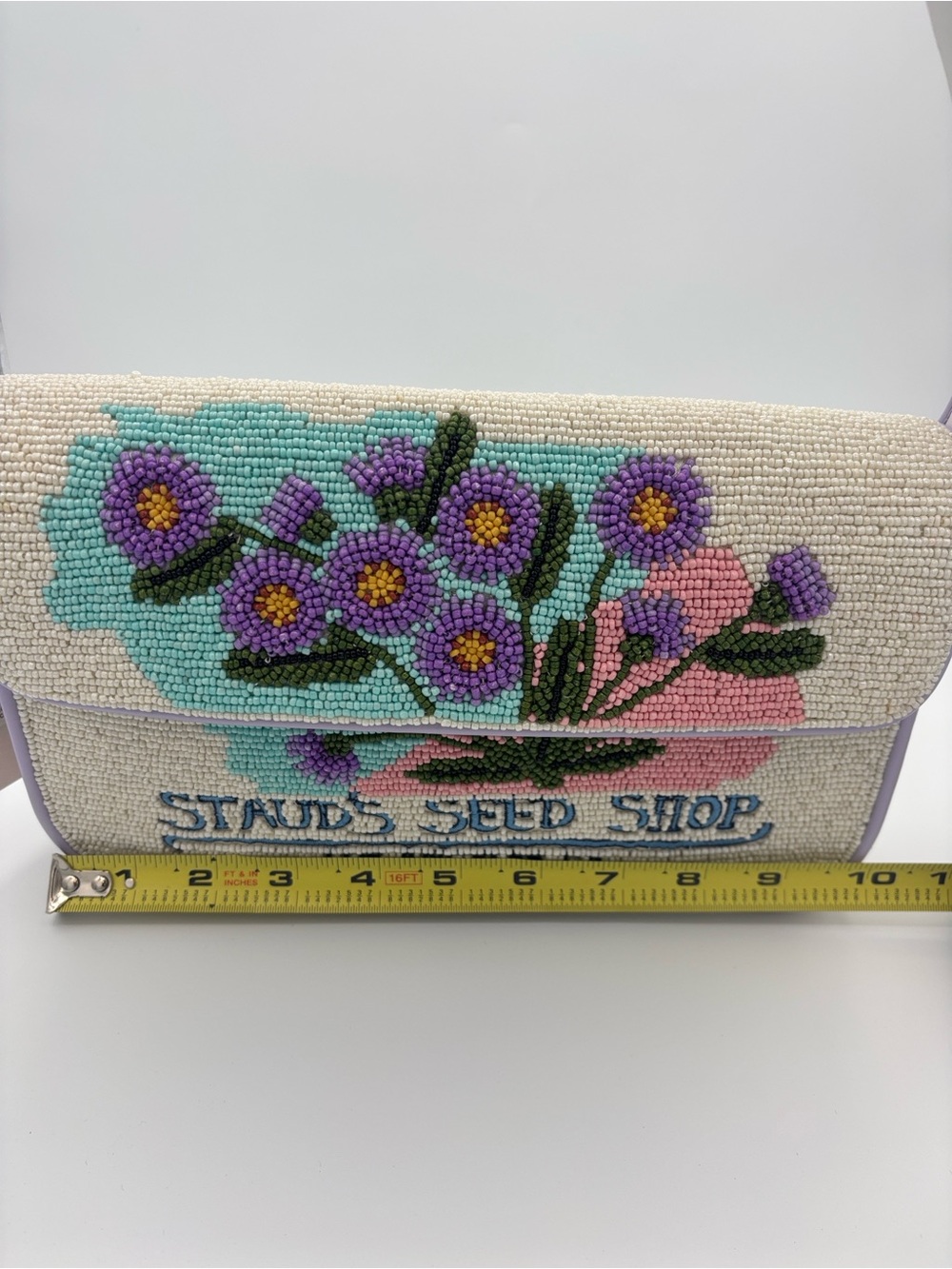 STAUD Tommy Beaded California Aster Shoulder Bag - Lavender, Blue, Pink & Green - Picture 12 of 14
